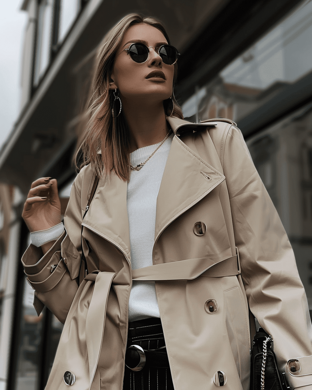beige trench coat with white sweater 2024 11 30 06 46 35
